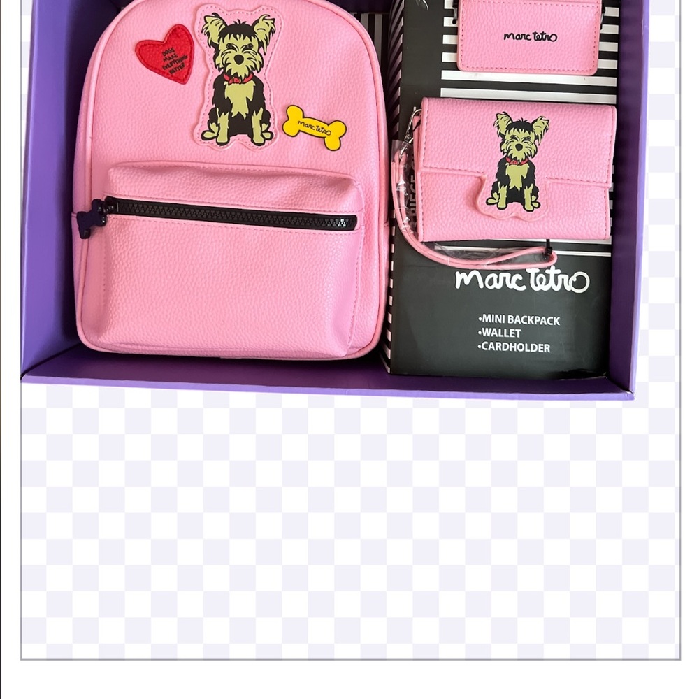 Marc Tetro Pink Yorkie Backpack and Wallet Set.NIB - Picture 6 of 7